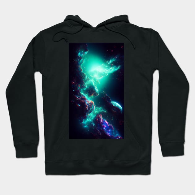 Starlight Spectrum - Emerald green Nebula Hoodie by Lematworks